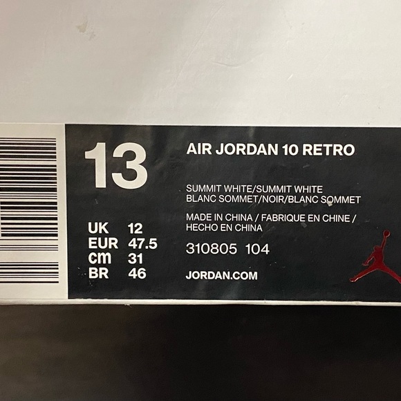 Air Jordan 10 Retro “I’m back” black/white sneakers (size 13) - Picture 6 of 7